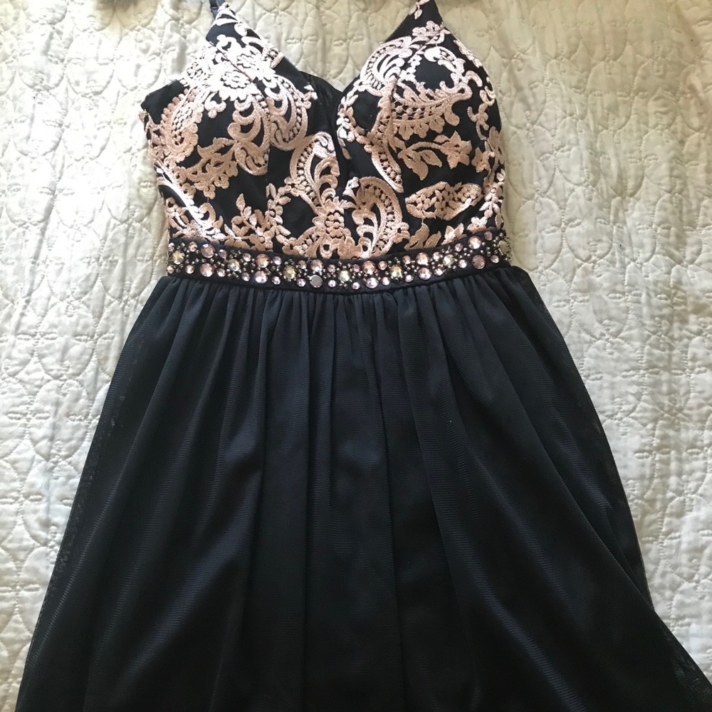 Pink and black dress